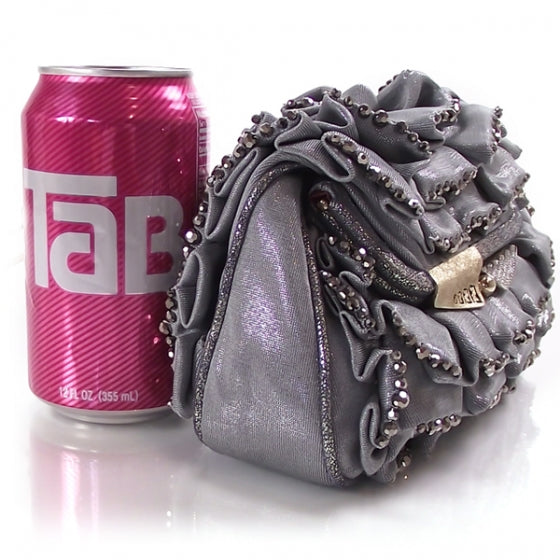 Fendi Ruched Beaded Borderline Clutch Silver 3 of 10