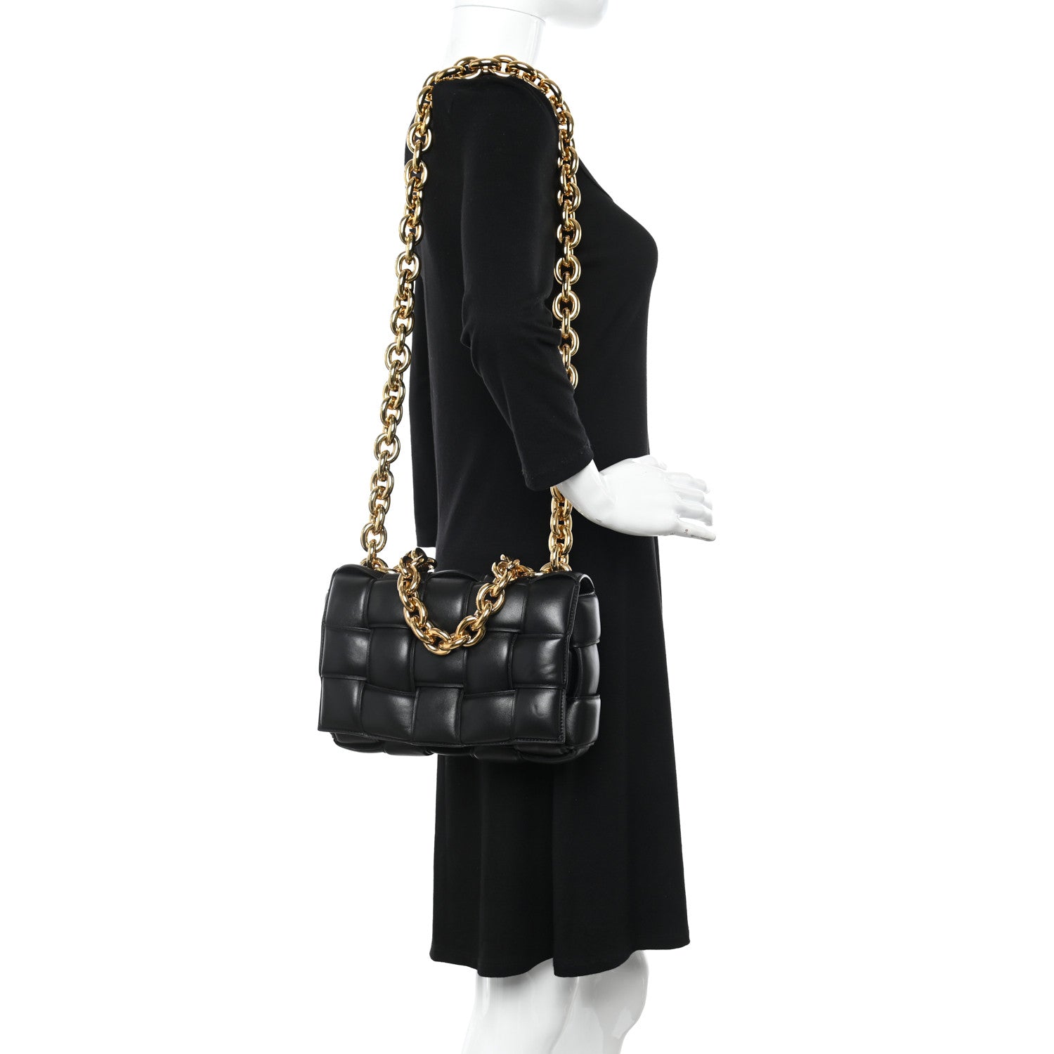 Bottega Veneta Lambskin Maxi Intreccio Padded Chain Cassette Crossbody Bag Black 2 of 10