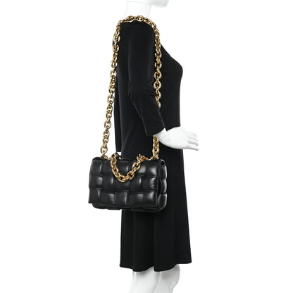 Bottega Veneta Lambskin Maxi Intreccio Padded Chain Cassette Crossbody Bag Black 2 of 10