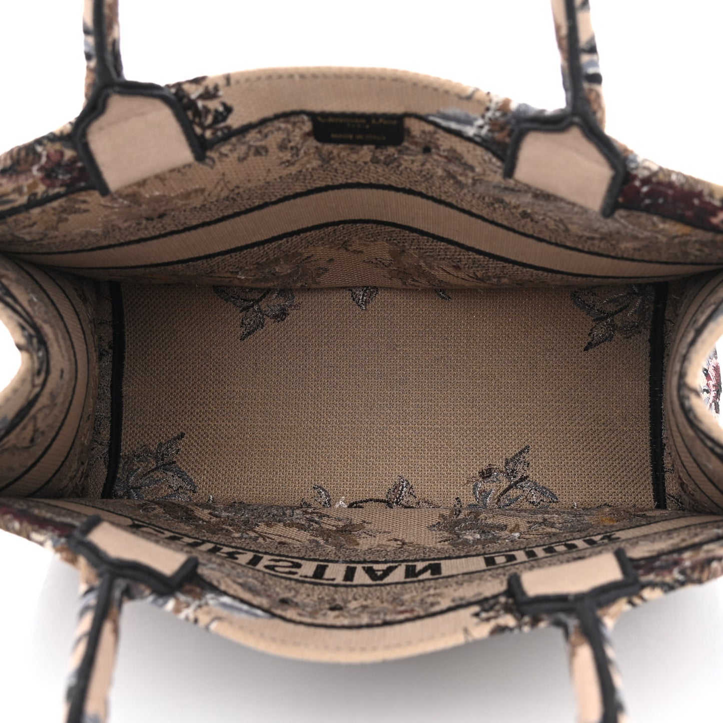 Canvas Embroidered Jardin D'Hiver Medium Book Tote Beige Multicolor