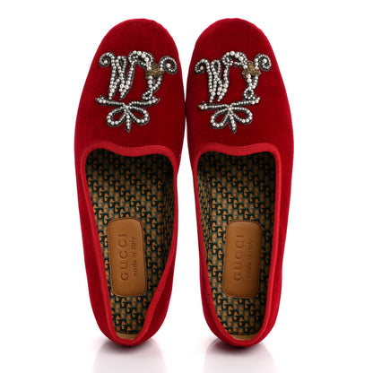 Gucci Velluto Marmara Pearl Embellished Mens Loafer 8.5 Red 2 of 11