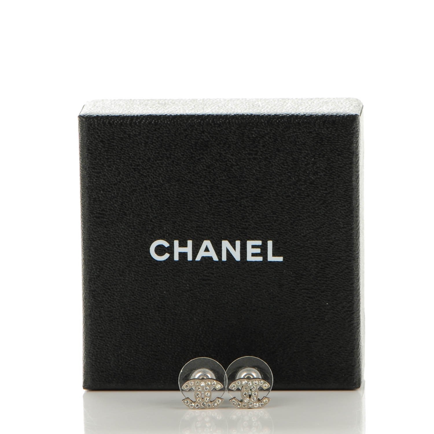 Chanel Crystal Timeless CC Earrings Silver 5 of 5