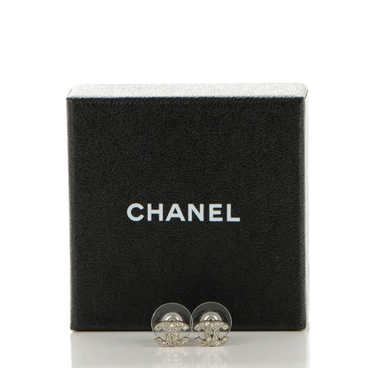 Chanel Crystal Timeless CC Earrings Silver 5 of 5