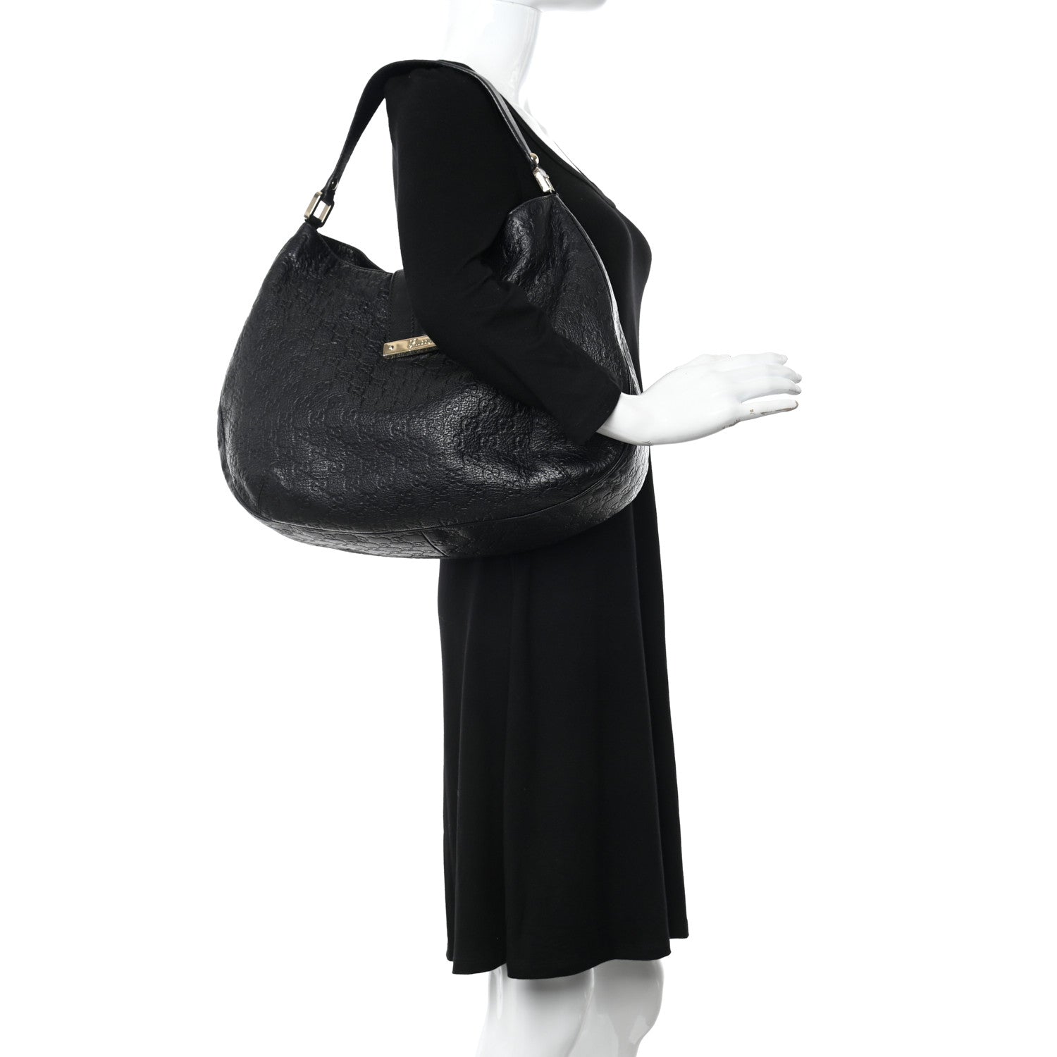 Gucci Guccissima Large New Ladies Web Hobo Black 2 of 14