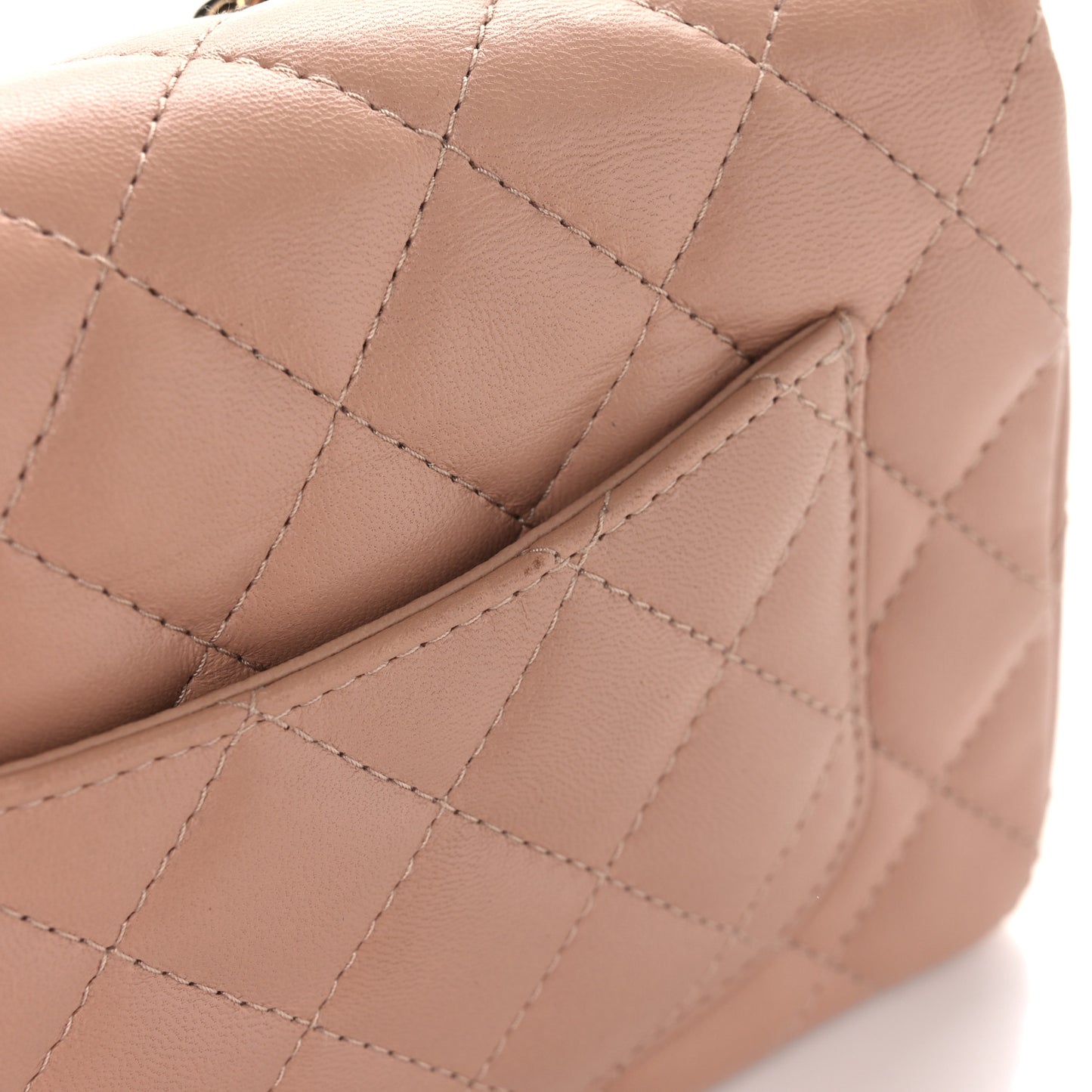 Lambskin Quilted Mini Rectangular Flap Beige