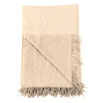 Hermes Cashmere Fringe Throw Blanket Ecru 2 of 4