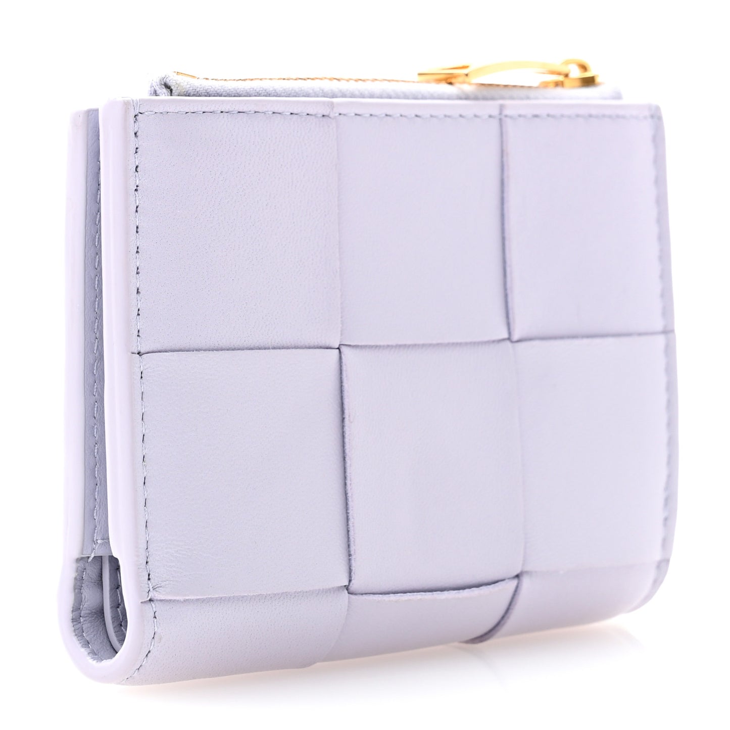 Nappa Maxi Intrecciato Bifold Zip Wallet Oyster
