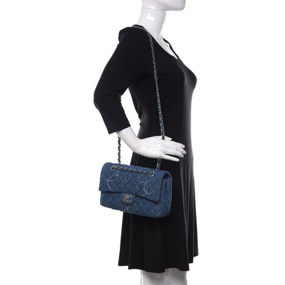 Chanel Denim Quilted CC Print Medium Single Flap Blue 2 of 11