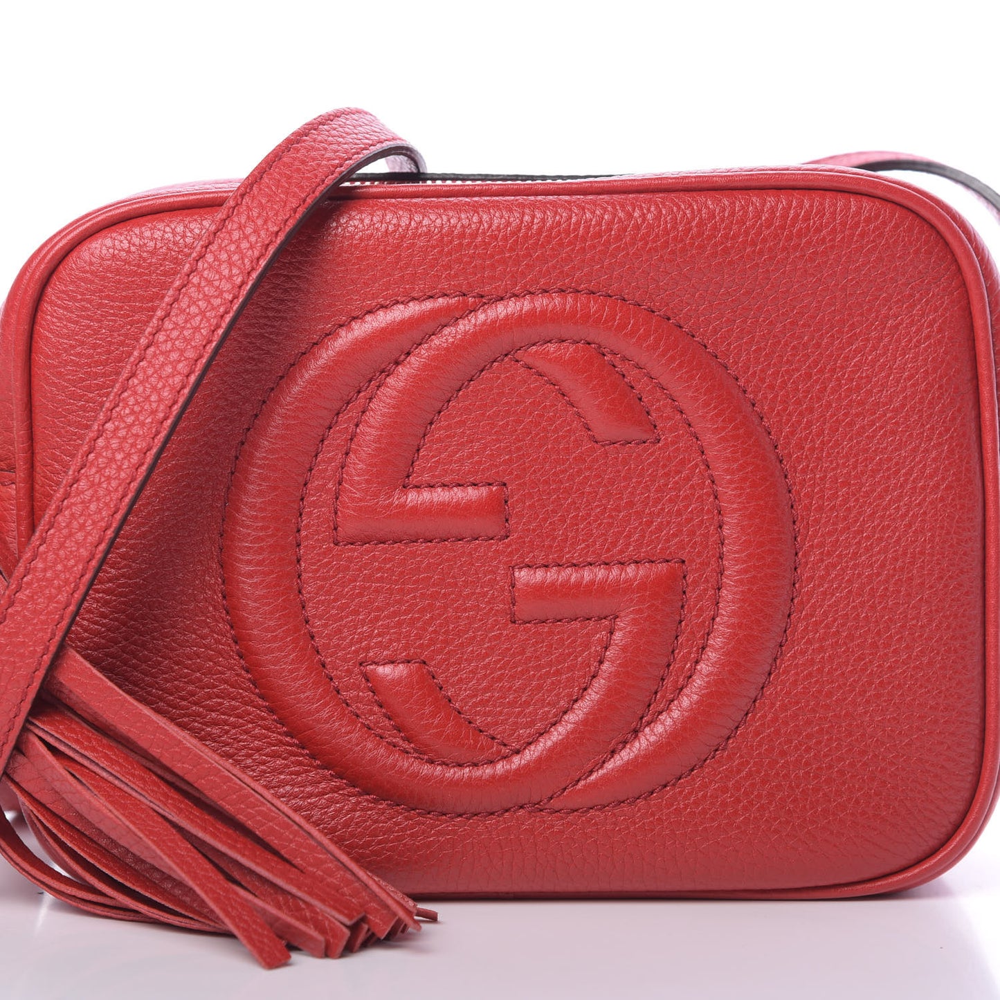 Pebbled Calfskin Small Soho Disco Bag Vibrant Red