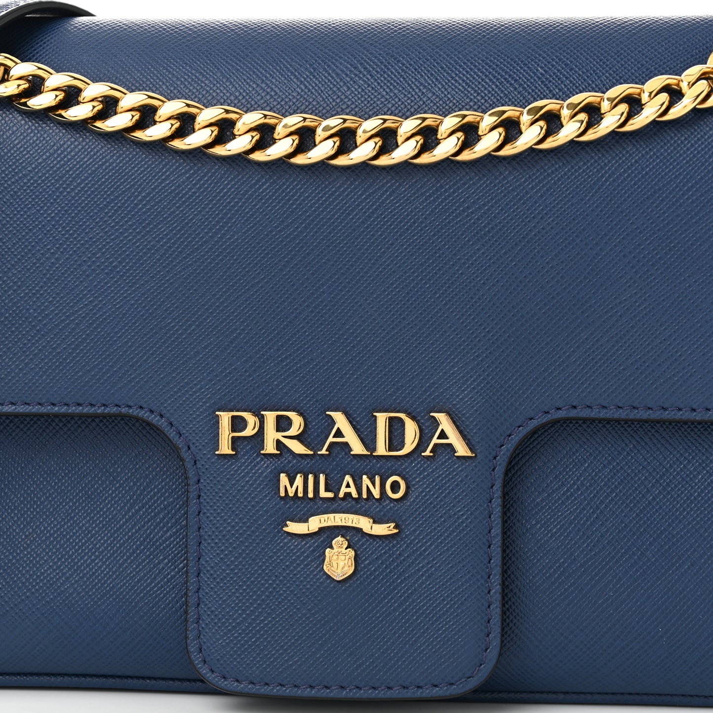 Saffiano Flap Shoulder Bag Bluette