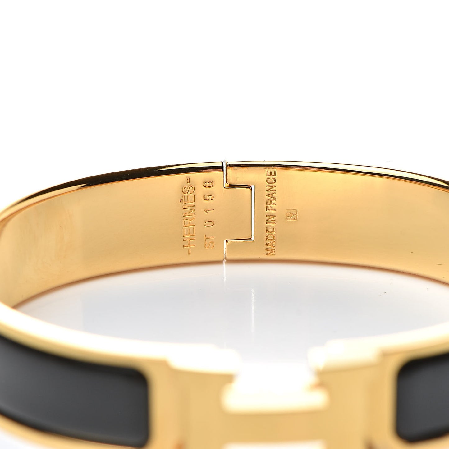 Enamel Narrow Clic Clac H Bracelet PM Black