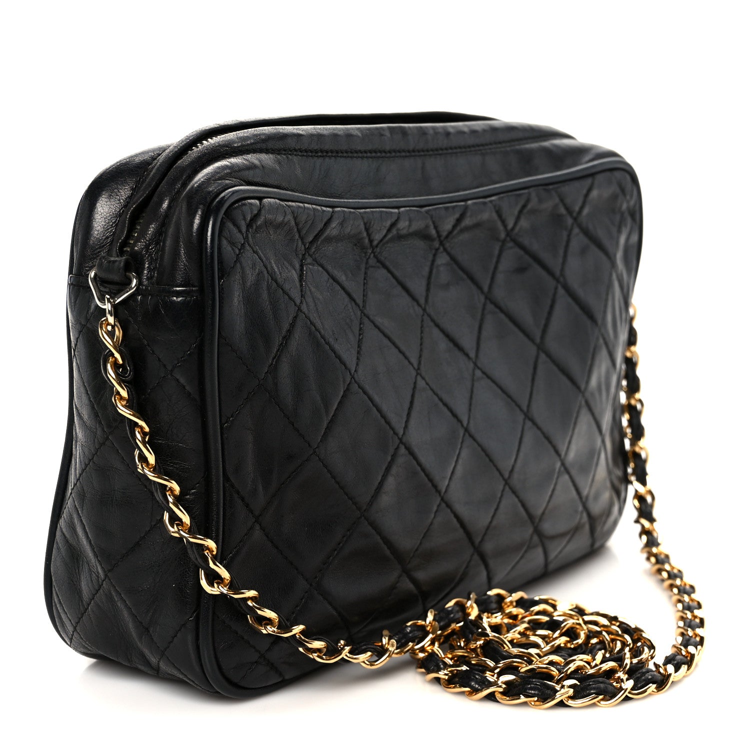 Chanel Lambskin Quilted Small Diamond CC Camera Case Black 3 of 11