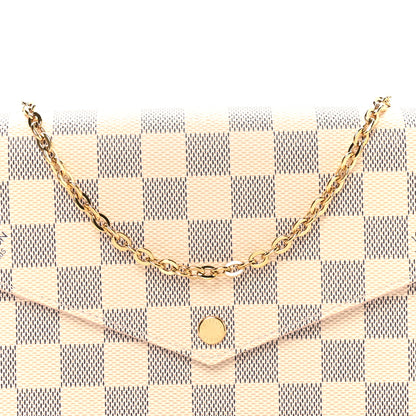 Louis Vuitton Damier Azur Pochette Felicie Chain Wallet Rose Ballerine 7 of 9