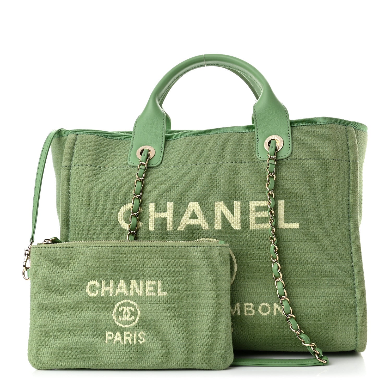 Chanel Mixed Fibers Small Deauville Tote Green 1 of 13