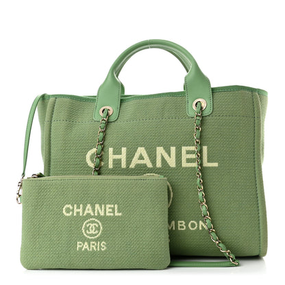 Chanel Mixed Fibers Small Deauville Tote Green 1 of 13