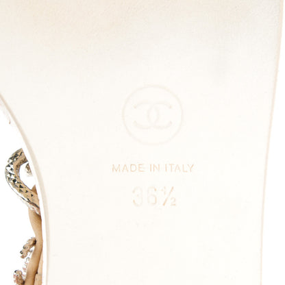 Chanel Calfskin CC Chain Thong Sandals 36.5 Beige 7 of 8