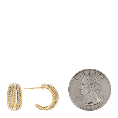 David Yurman 18K Yellow Gold Diamond Lantana Cable Earrings 2 of 4