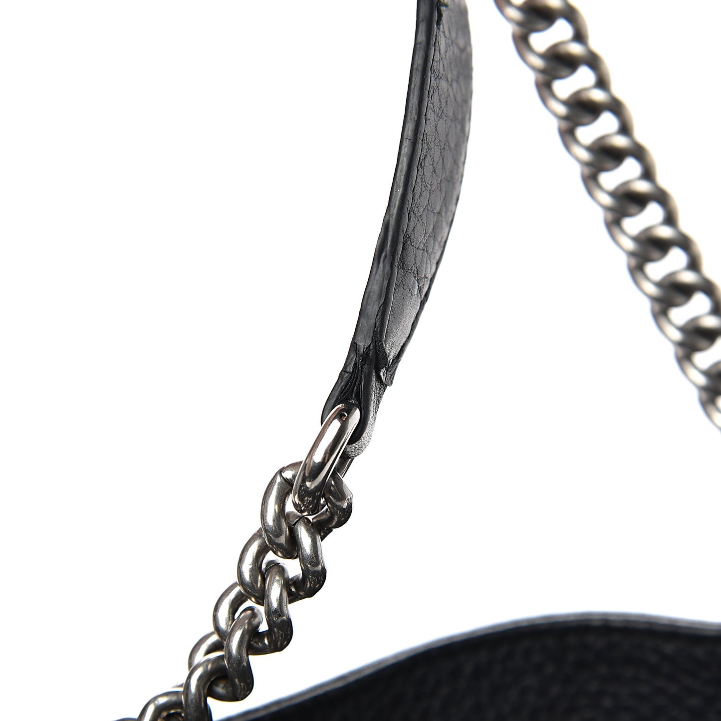 Pebbled Calfskin Studded Medium Soho Chain Shoulder Bag Black