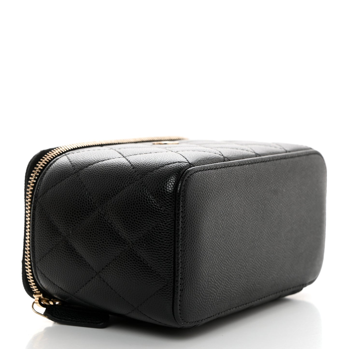 Caviar Quilted Small Vanity Case With Chain Black