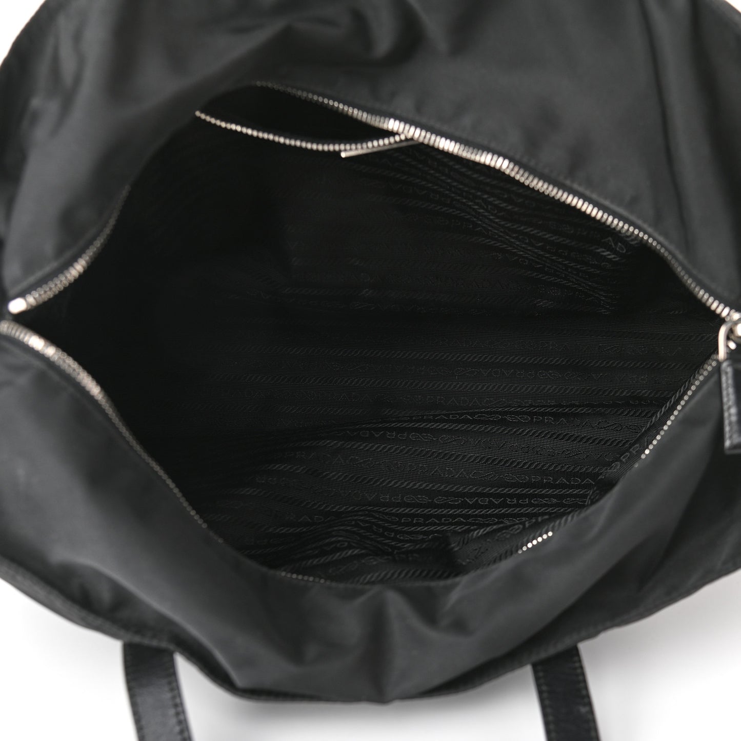 Tessuto Nylon Calfskin Shopping Tote Black