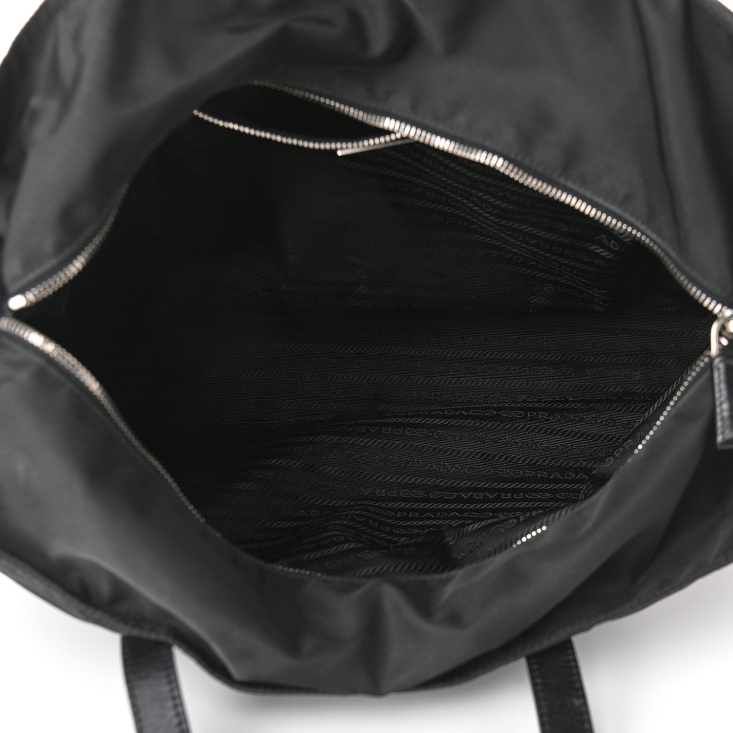 Prada Tessuto Nylon Calfskin Shopping Tote Black 4 of 10