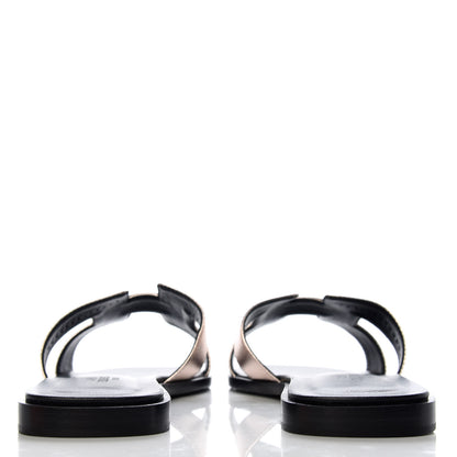 Hermes Metallic Calfskin Oran Sandals 38 Rose Dore 6 of 10