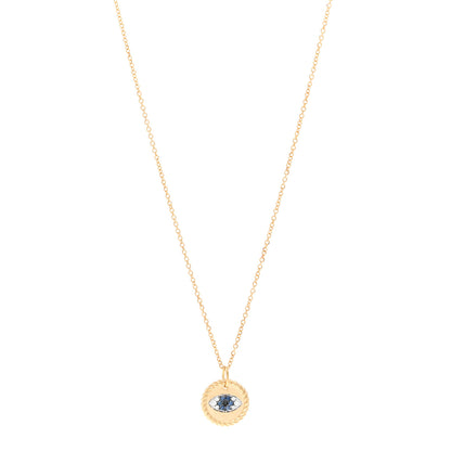 David Yurman 18K Yellow Gold Blue Sapphire Diamond Evil Eye Necklace 1 of 5