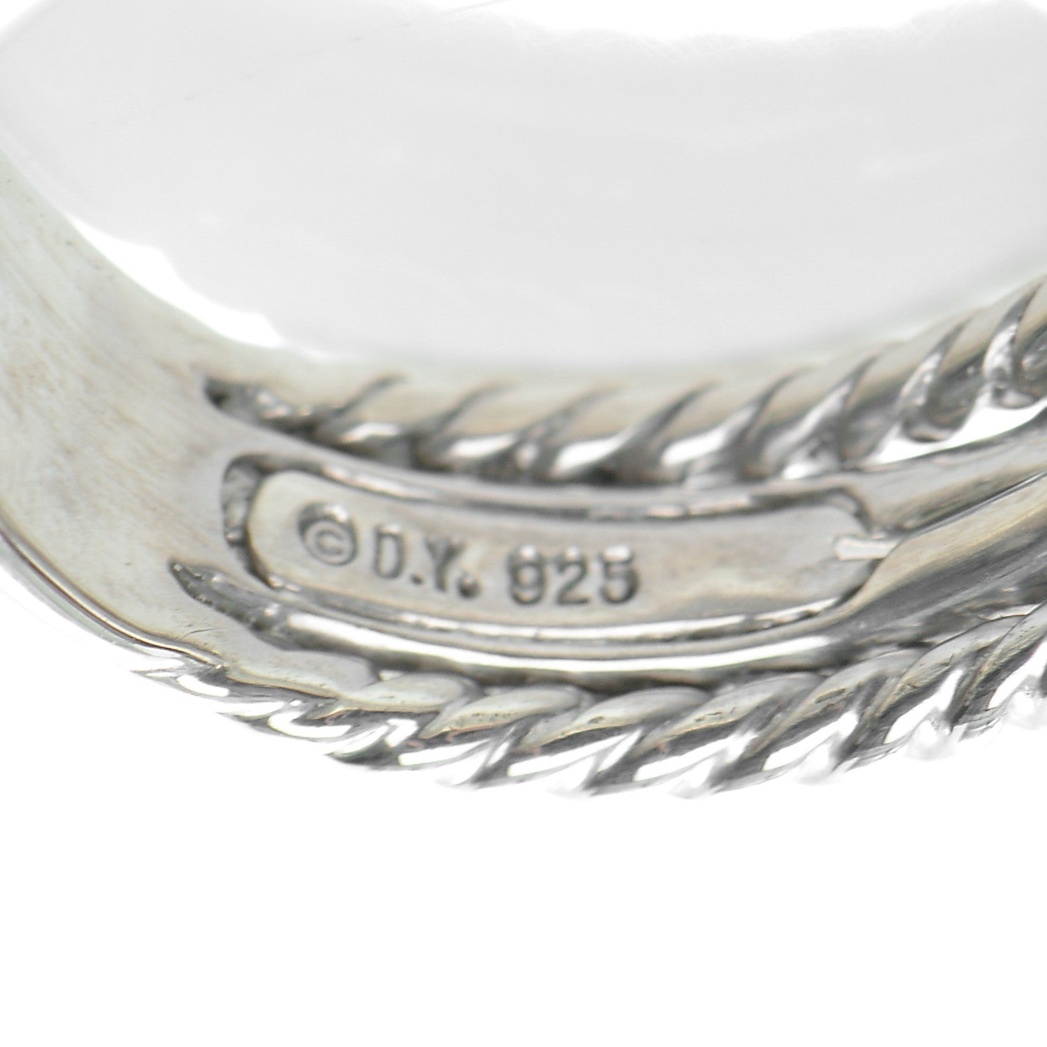 David Yurman Sterling Silver Pave Diamond 7mm Crossover Ring 6.5 4 of 5