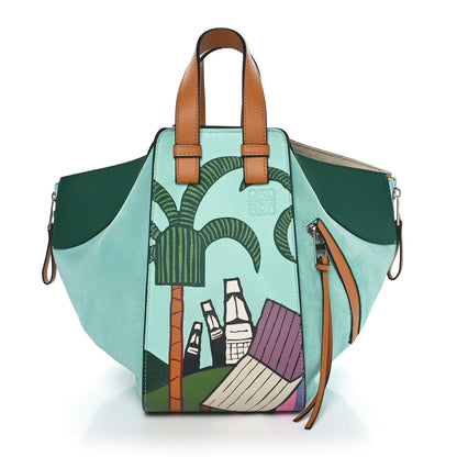 Loewe X KEN PRICE Calfskin Suede Small Easter Island Hammock Shoulder Bag Blue Tan Multicolor 1 of 11