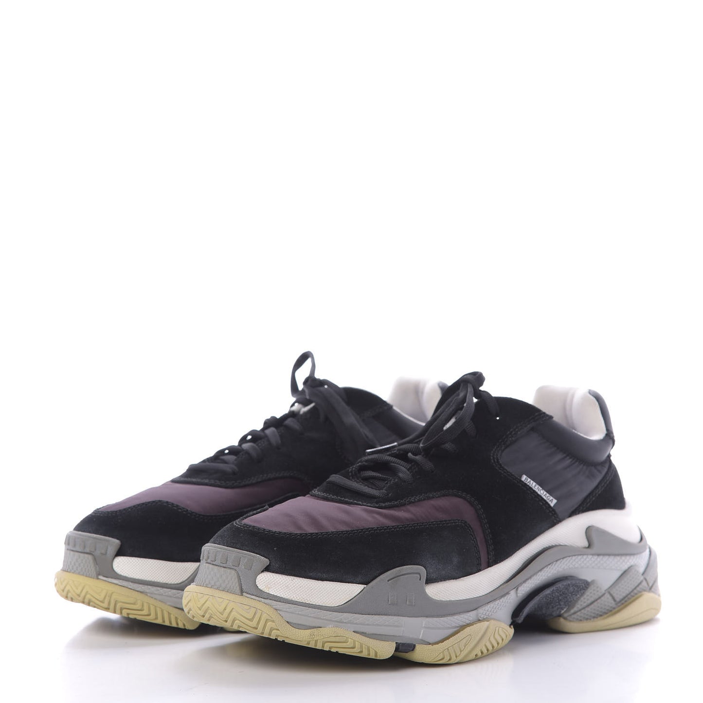 Nylon Suede Mens Triple S 2.0 Sneakers 45 Black Bordeaux