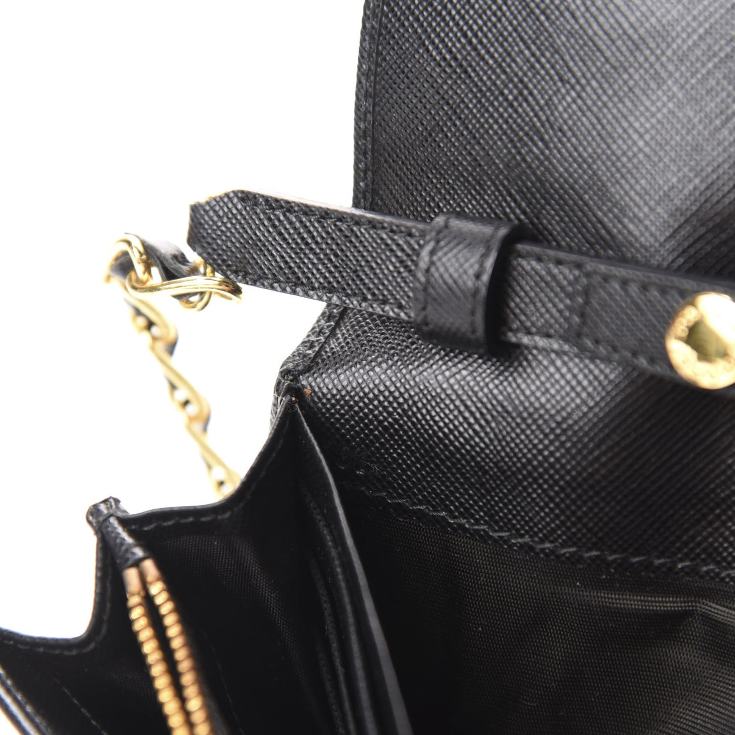 Saffiano Metal Oro Chain Wallet Black