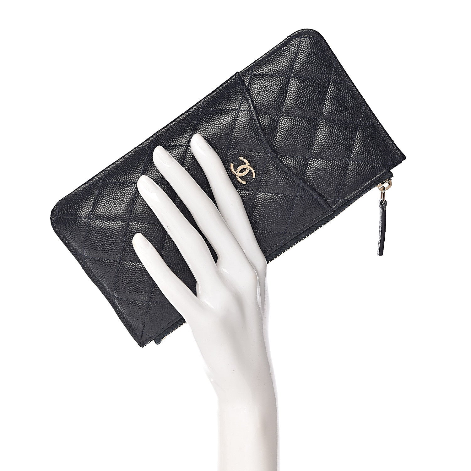 Chanel Caviar Quilted Classic Flat Wallet Pouch Navy 2 of 7