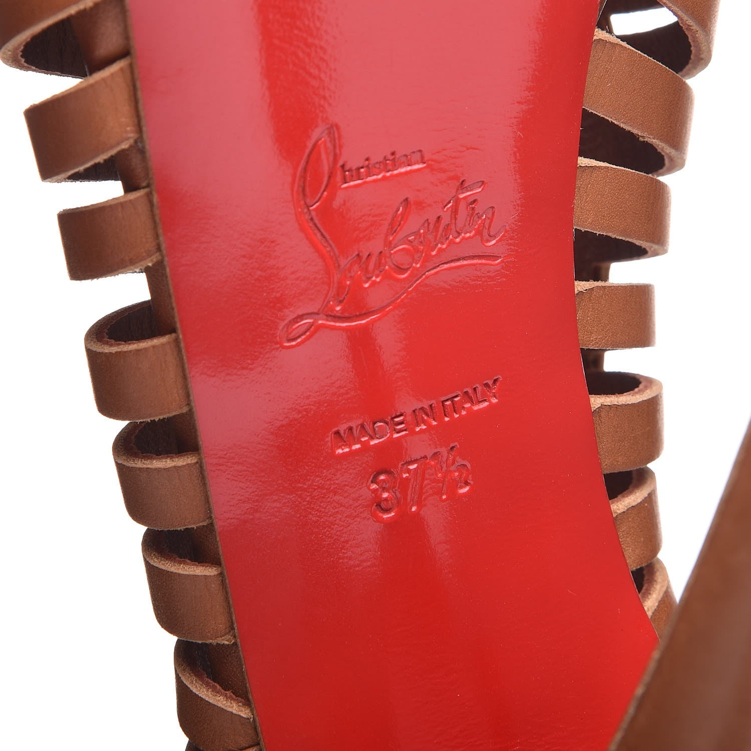 Christian Louboutin Calfskin Slingback Platform Pumps 37.5 Brown 8 of 12