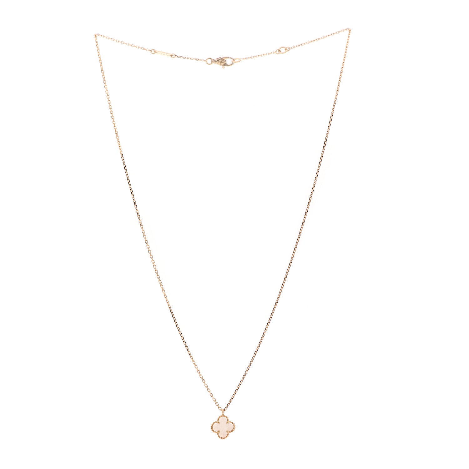 Van Cleef & Arpels 18K Yellow Gold Mother of Pearl Sweet Alhambra Pendant Necklace 3 of 6