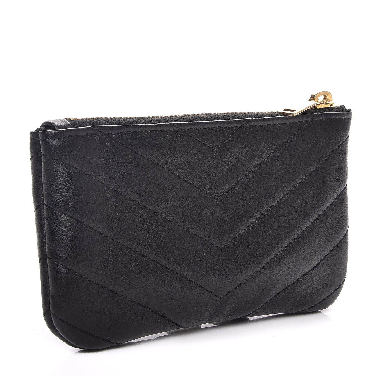 Calfskin Matelasse Monogram Key Pouch Black