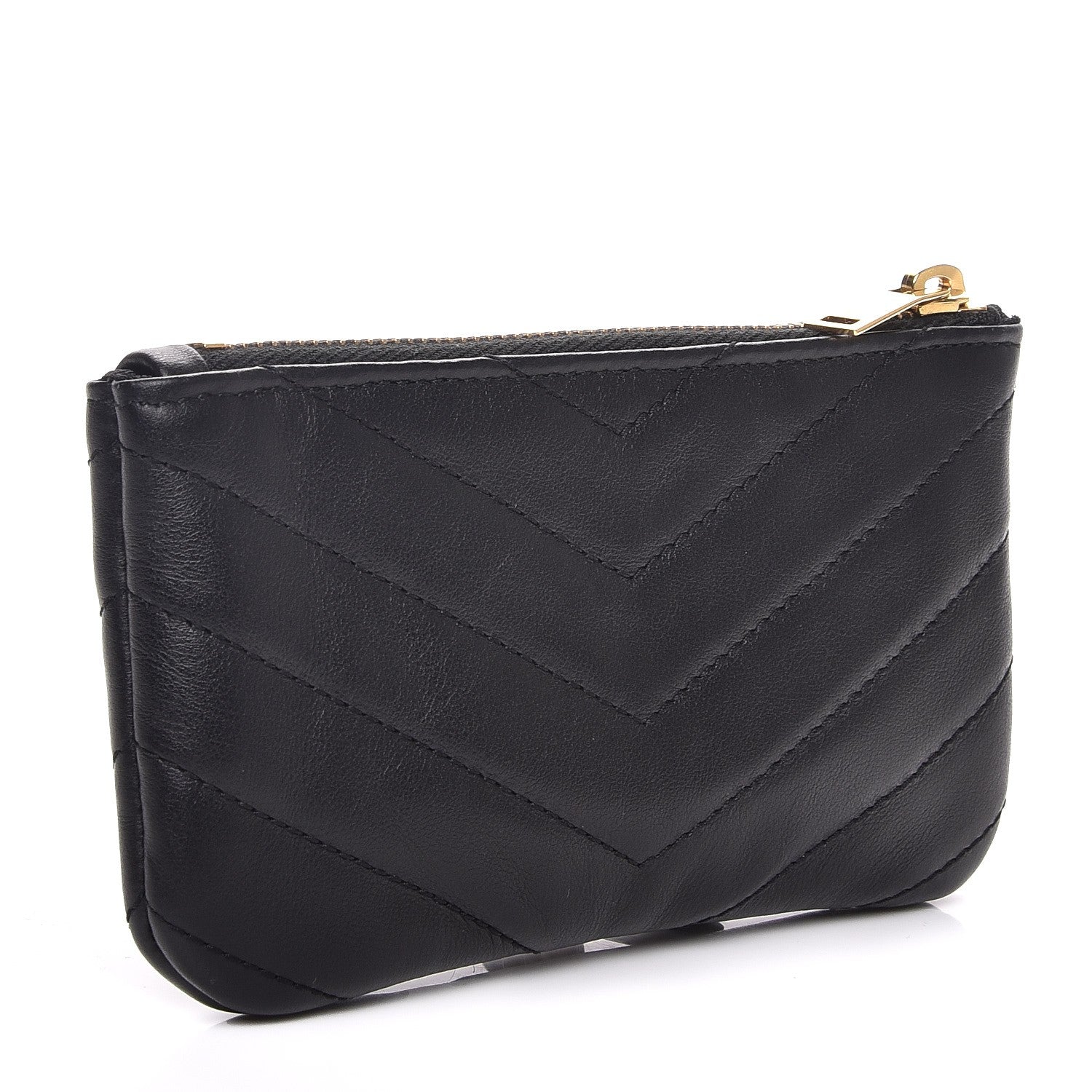 Saint Laurent Calfskin Matelasse Monogram Key Pouch Black 3 of 8