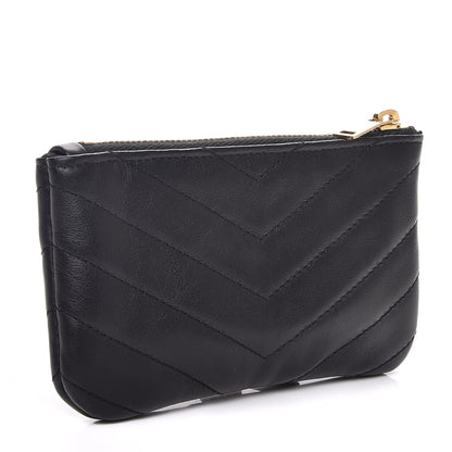 Saint Laurent Calfskin Matelasse Monogram Key Pouch Black 3 of 8