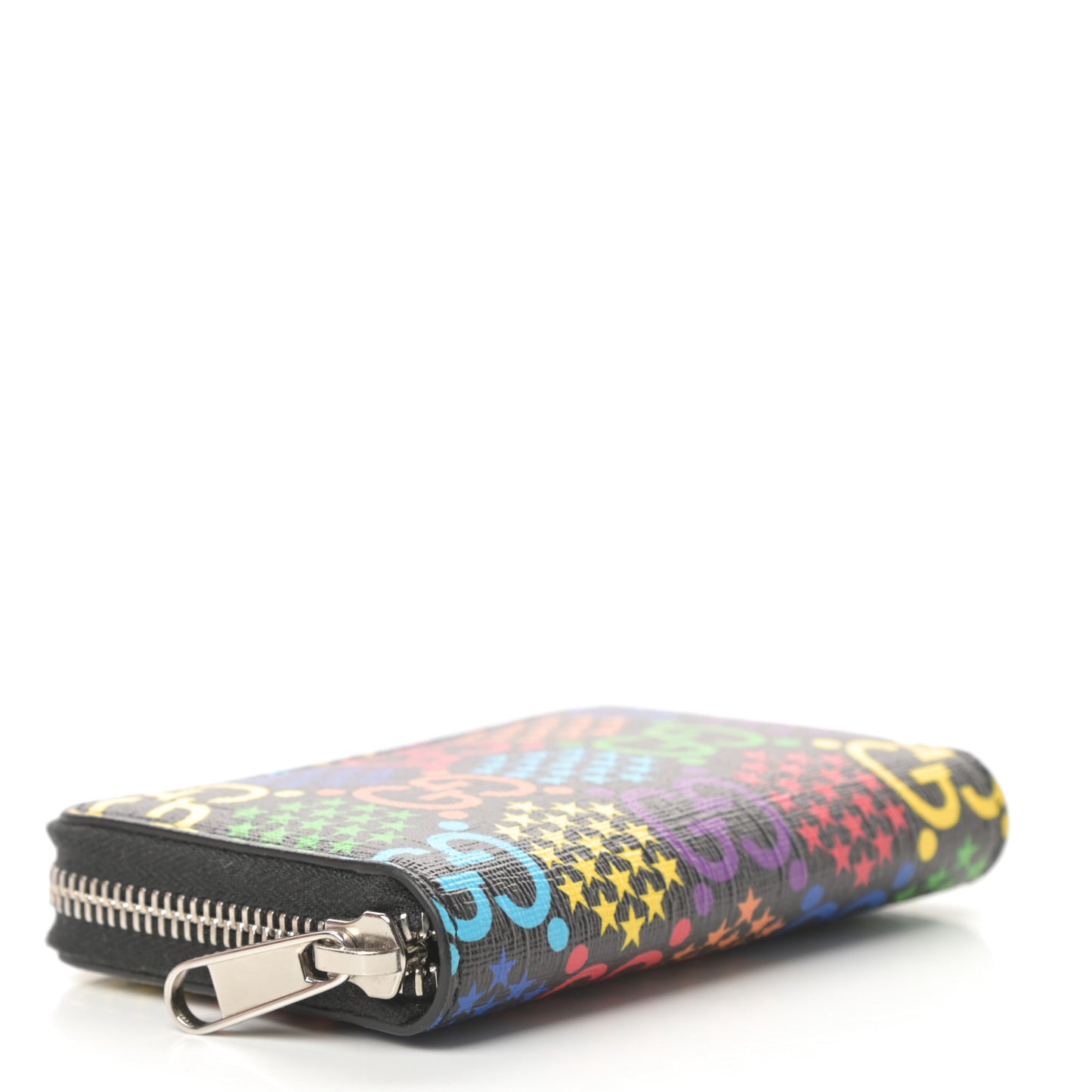 GG Supreme Monogram Psychedelic Zip Around Card Case Wallet Black