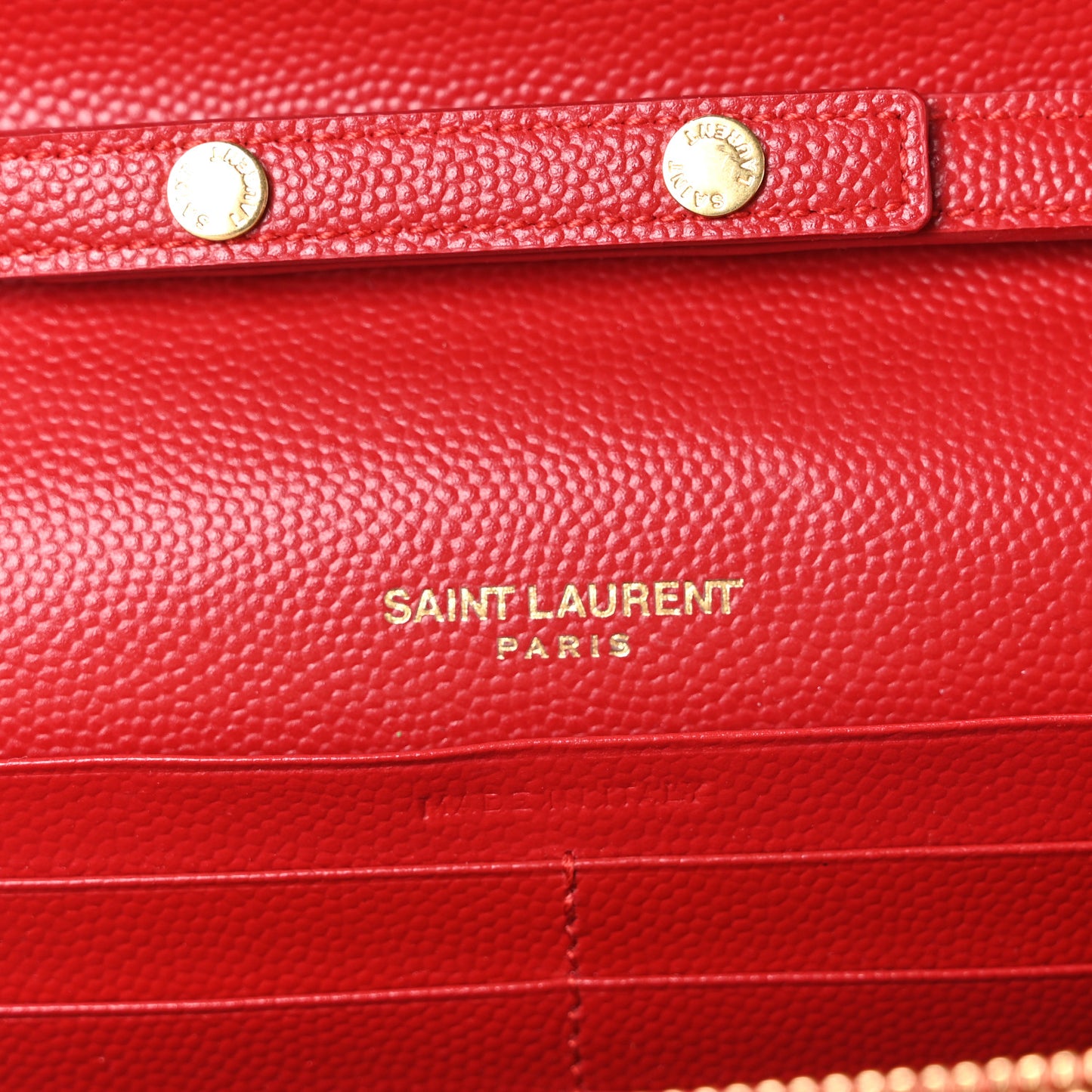Grain De Poudre Matelasse Chevron Monogram Chain Wallet Red