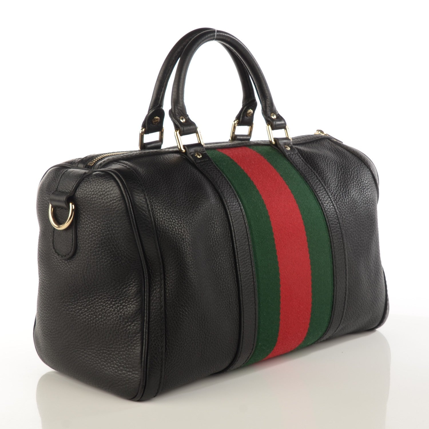 Gucci Calfskin Vintage Web Medium Boston Black 3 of 7