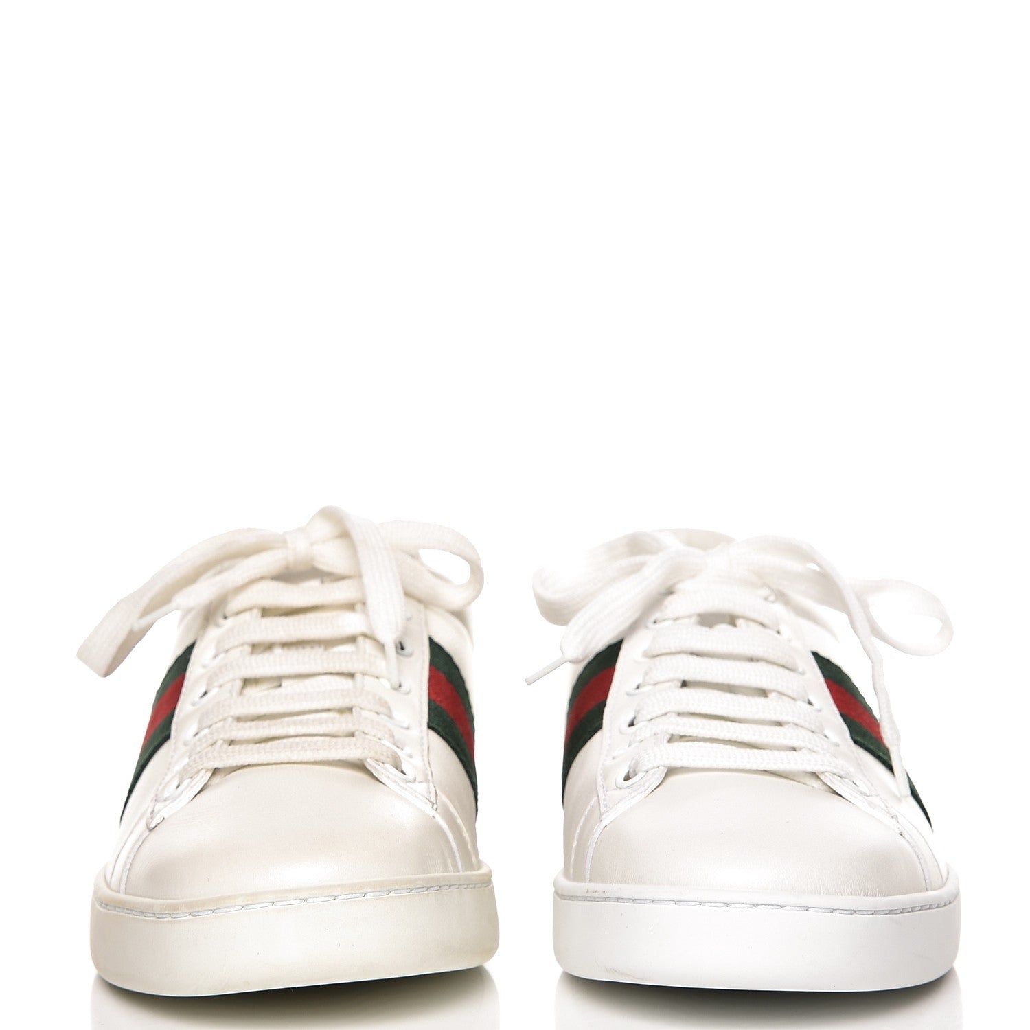 Gucci Calfskin Crocodile Web Ace Sneakers 37 White Green 3 of 21