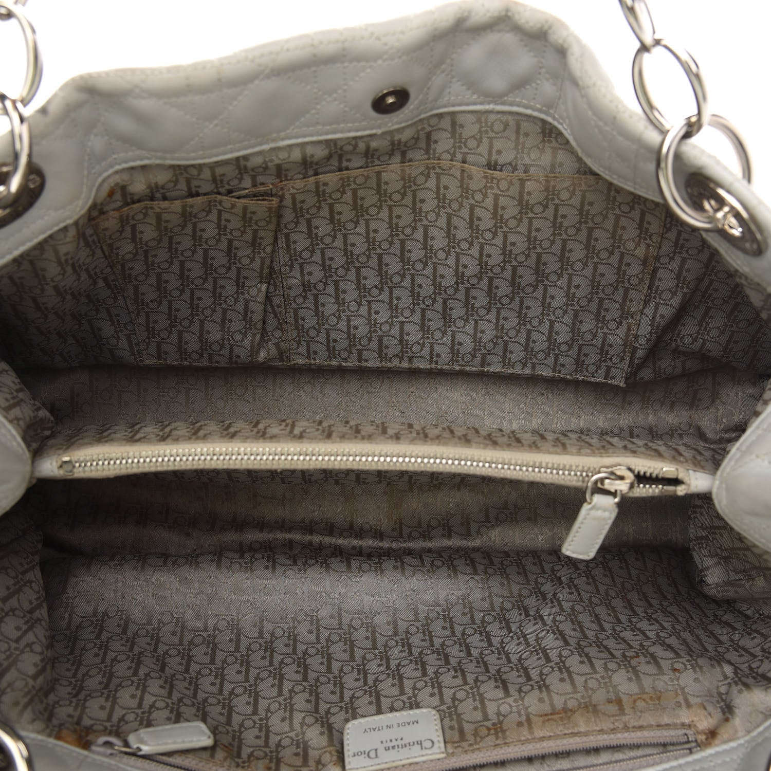 Christian Dior Lambskin Cannage Soft East West Tote White 5 of 13