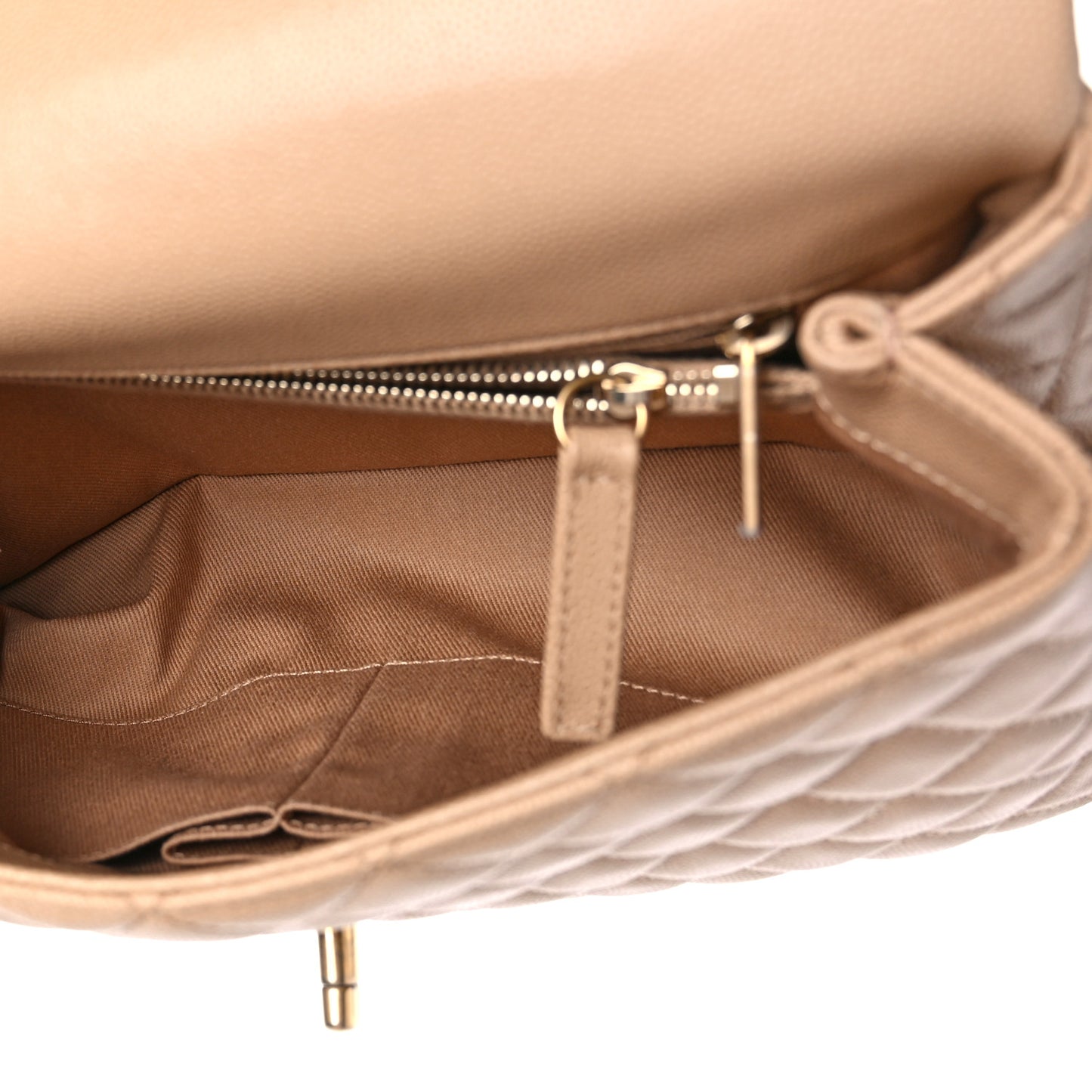 Caviar Lizard Embossed Quilted Small Coco Handle Flap Beige