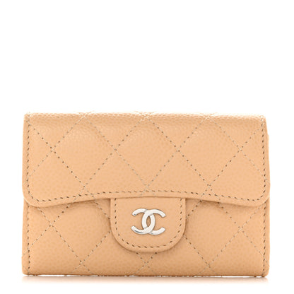 Chanel Caviar Quilted Flap Card Holder Wallet Beige 1 of 9
