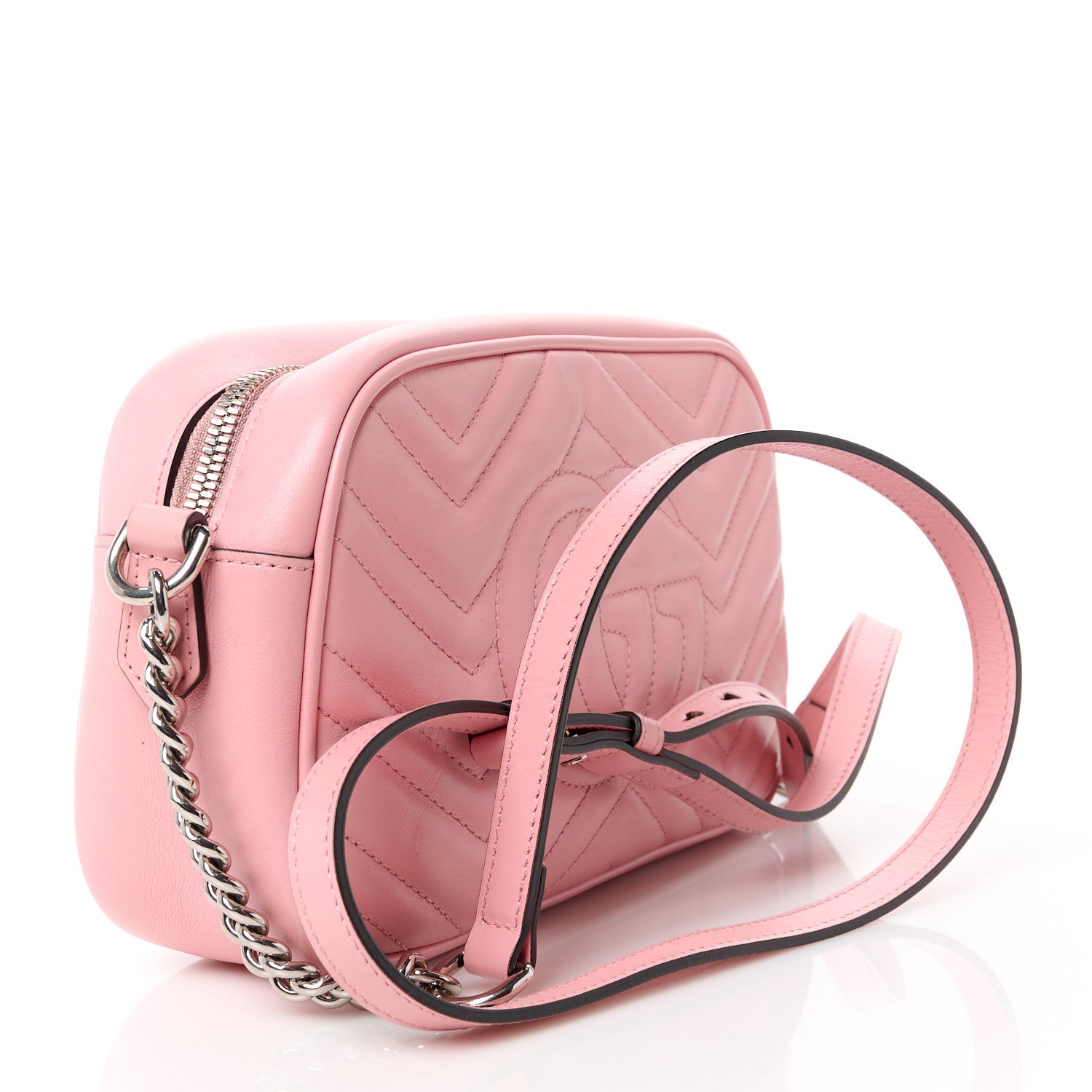 Gucci Calfskin Matelasse Small GG Marmont Chain Shoulder Bag Wild Rose 3 of 12