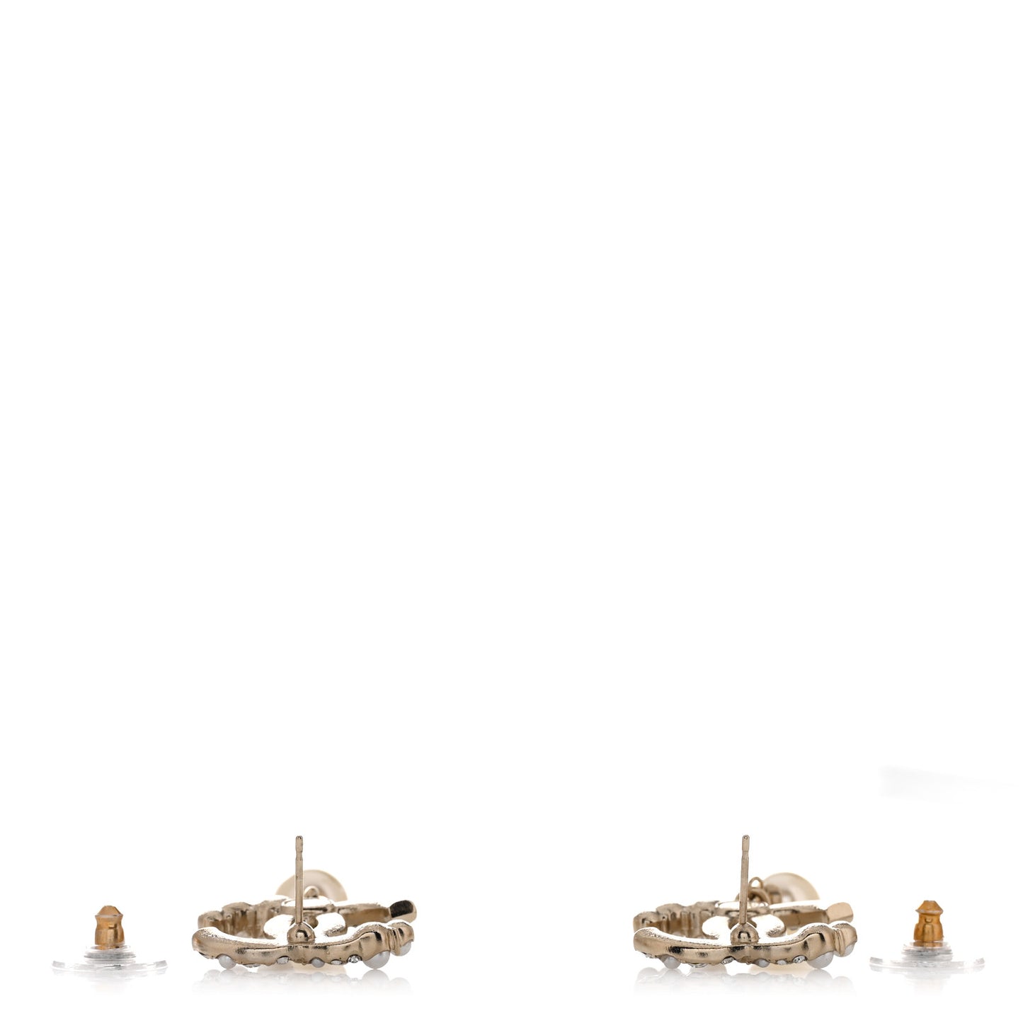Crystal Pearl CC Drop Earrings Gold Pearly White