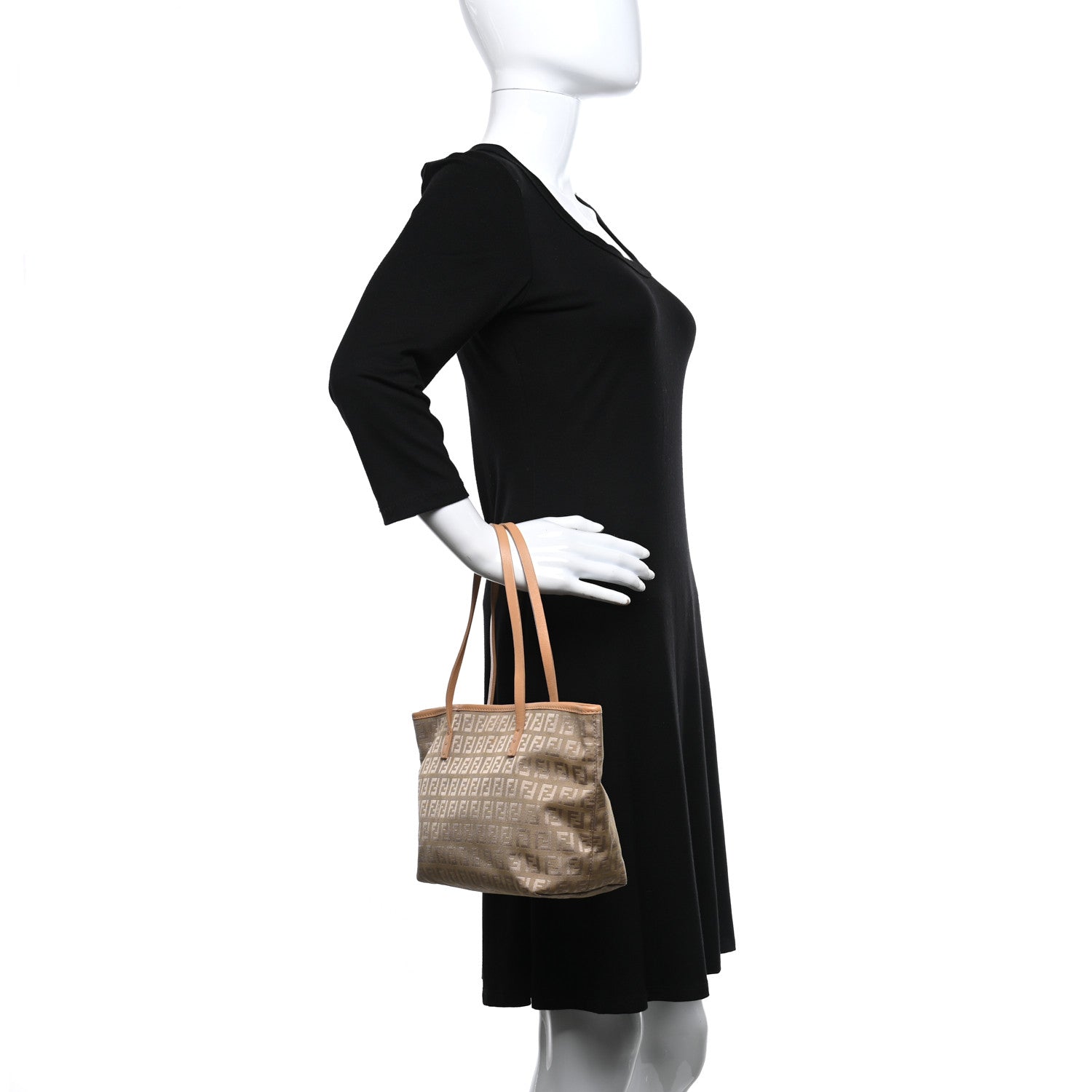 Fendi Zucchino Small Roll Tote Beige 2 of 9
