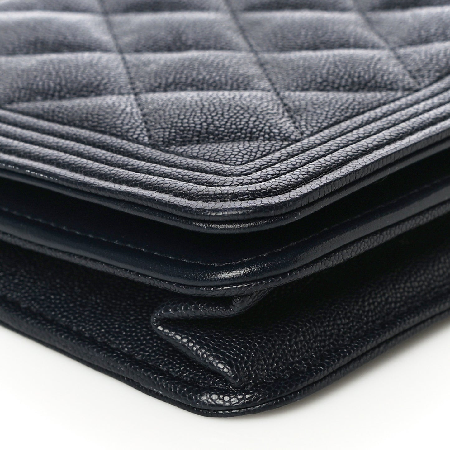 Caviar Quilted Boy Wallet On Chain WOC Navy