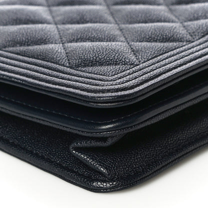 Chanel Caviar Quilted Boy Wallet On Chain WOC Navy 9 of 18
