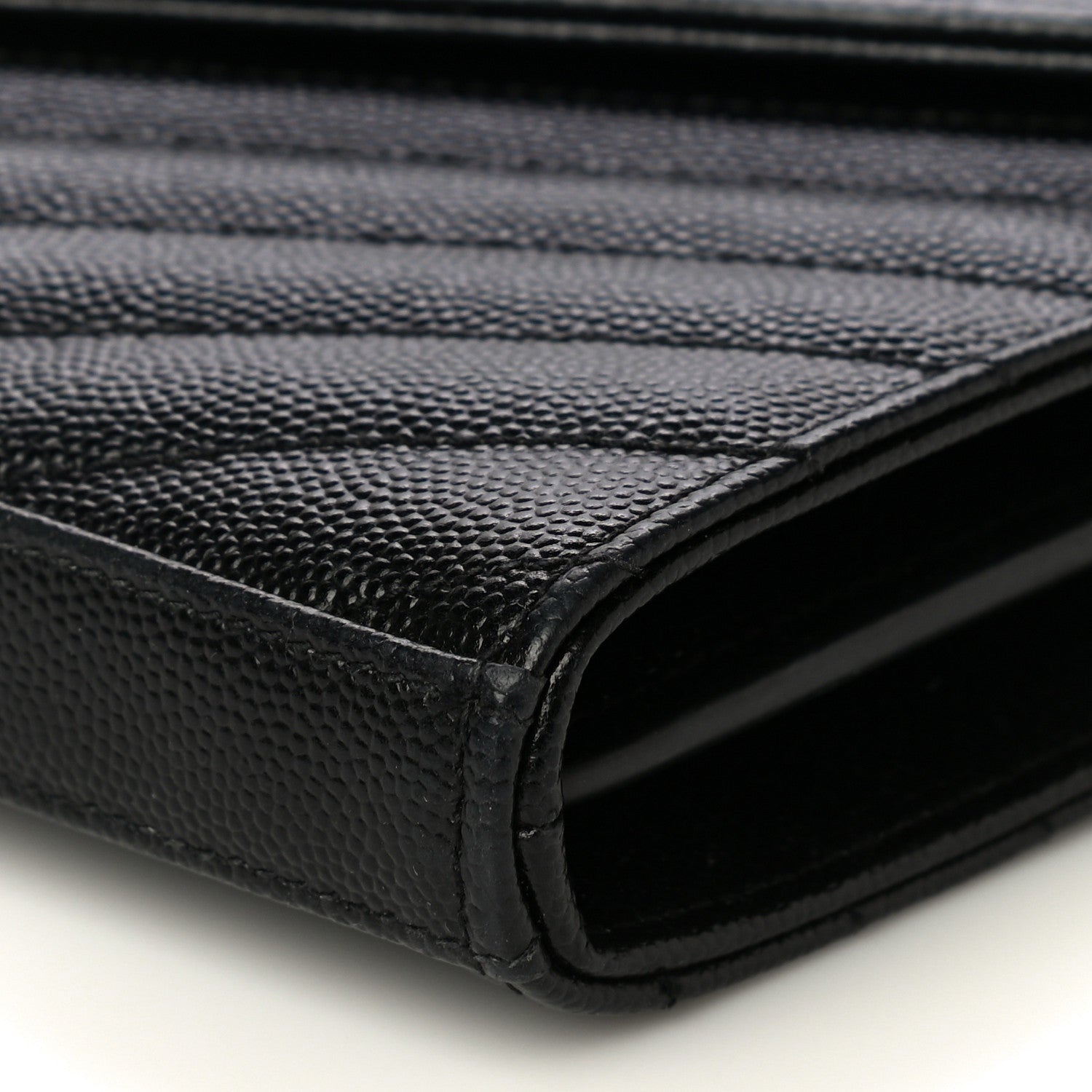 Saint Laurent Grain De Poudre Matelasse Chevron Monogram Chain Wallet Black 11 of 13